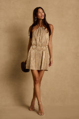 Daybreak Gold Plisse Mini Dress
