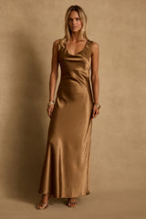 Dolce Bronze Satin Maxi Dress