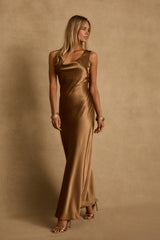 Dolce Bronze Satin Maxi Dress