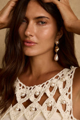 Elodie Gold and Pearl Drop Earrings