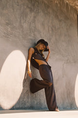 Estelle Espresso Satin Pant