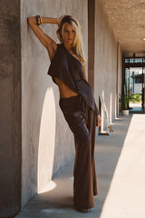 Estelle Espresso Satin Pant