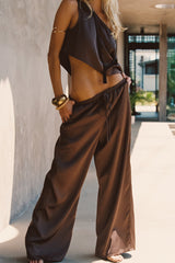 Estelle Espresso Satin Pant