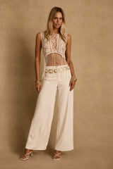 Finnian Ivory Jacquard Trousers