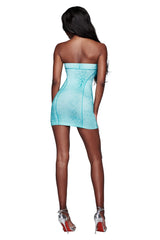 BLARE TUBE MINI DRESS - TEAL SERPENTINE
