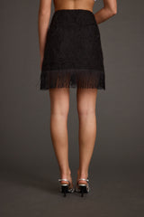 Gracelyn Black Fringe Mini Skirt