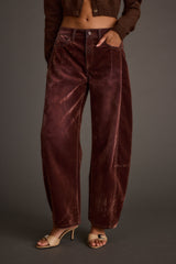 Gracyn Mulberry Velveteen Barrel Pants