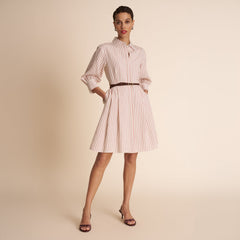 Marla Vacation Dress - Striped Dobby :: Ivory/Melon