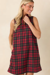 Plaid to See You Red & Black Plaid Sleeveless Mini Dress