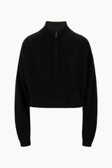 Cashmere Cropped Hampton Sweater | Black