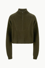 Cashmere Cropped Hampton Sweater | Olive