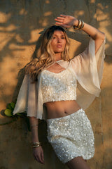 Esme White Sequin Mini Skirt