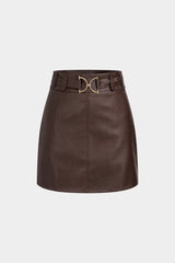 Faux Leather Belted Mini Skirt