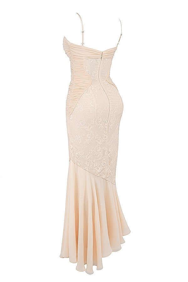 vanilla chiffon & lace gown