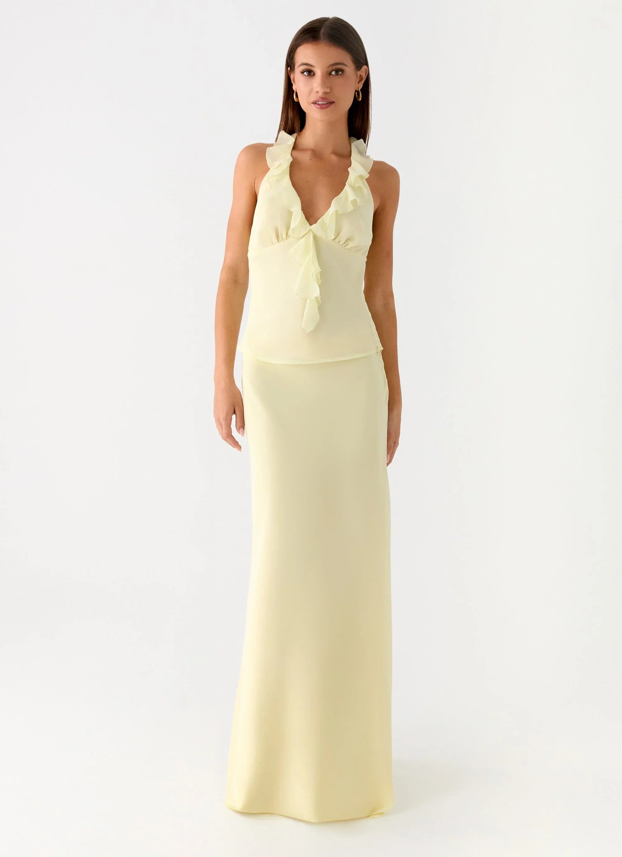 Star Girl Chiffon Maxi Skirt - Yellow