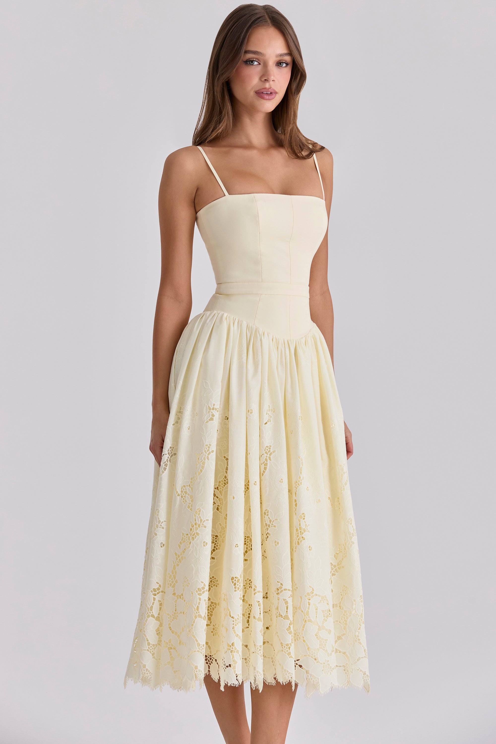 lemon custom lace + broderie anglaise midi sundress