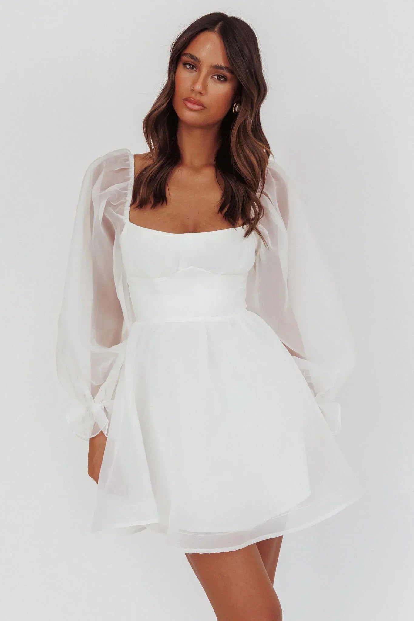 I've Got Sunshine Long Sleeve Mini Dress White