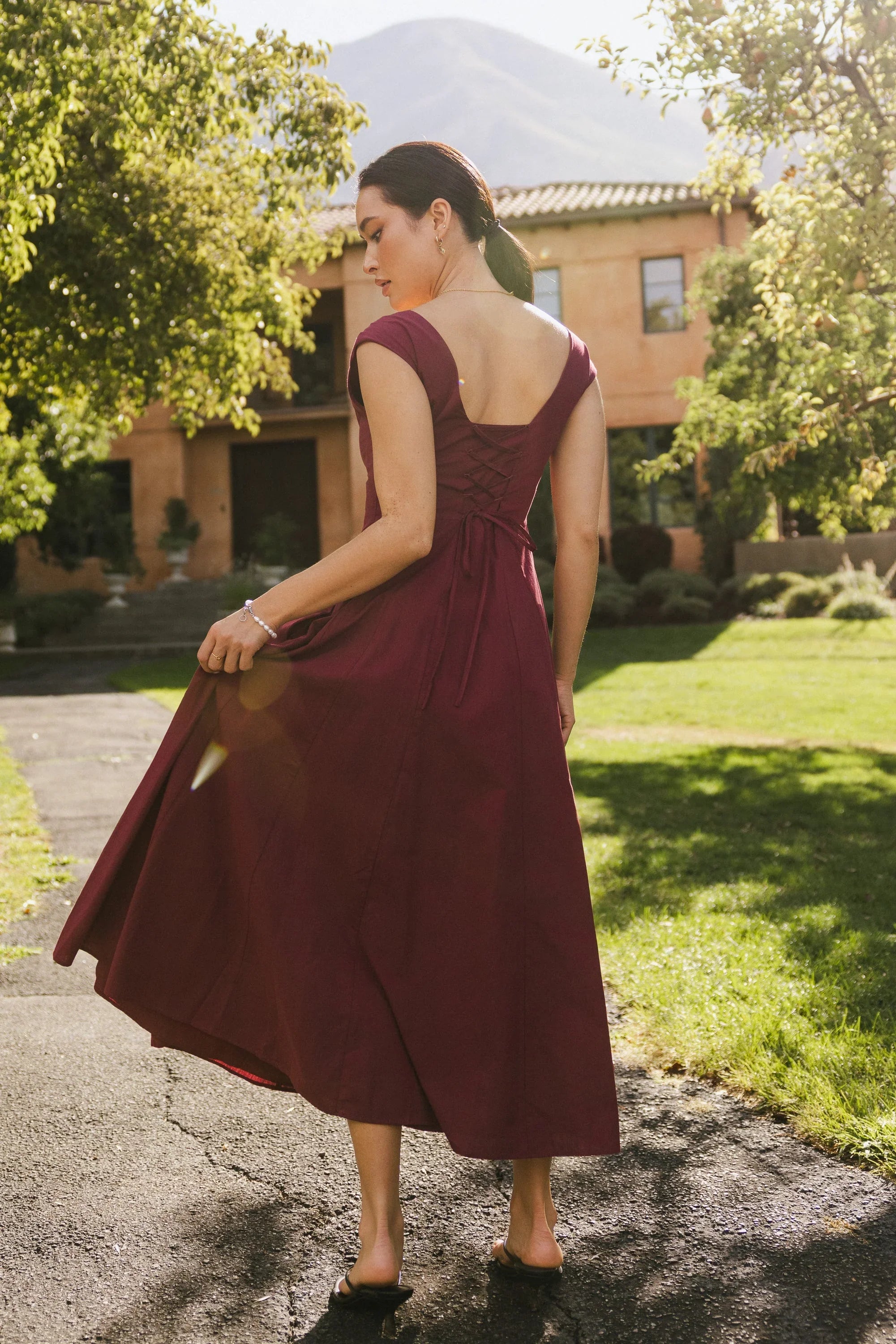 Colin Midi Dress in Burgundy