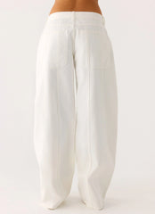 Johnny Low Rise Wide Leg Denim Jeans - White