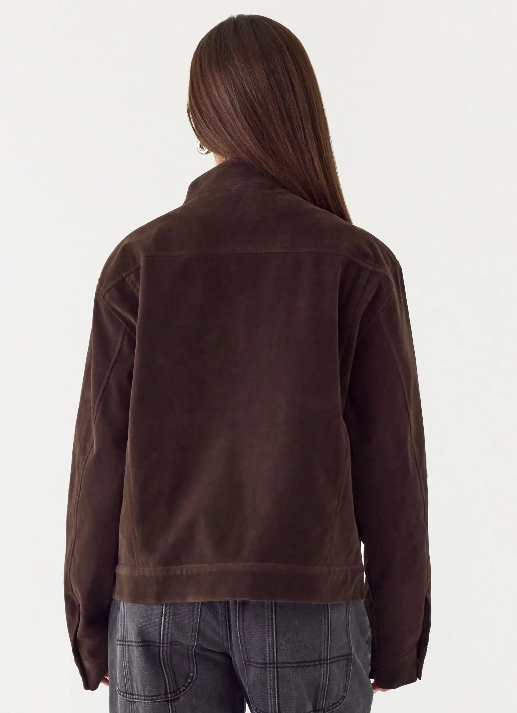 Jeremy Faux Suede Biker Jacket - Dark Chocolate