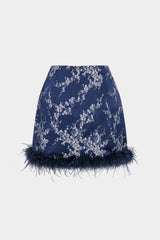 Embroidery Patchwork Faux Fur Mini Skirt