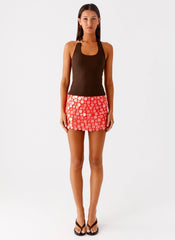 Movie Star Mini Skirt - Mandarin Red
