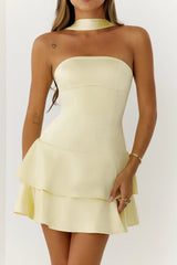 Summer Wardrobe Satin Mini Dress Yellow