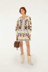 Golden Nature Lapel Buttoned Mini Dress